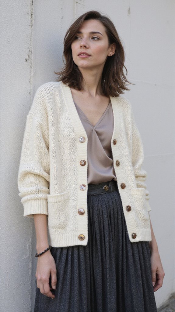 timeless cardigan pleated ensemble