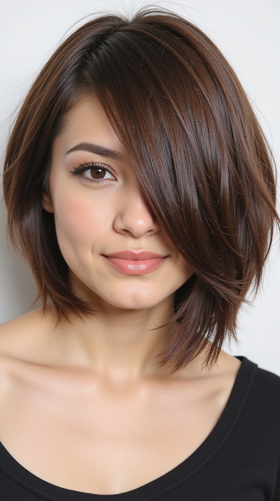 asymmetrical bangs angled bob