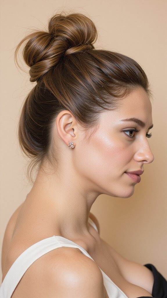 asymmetrical high ponytail knot