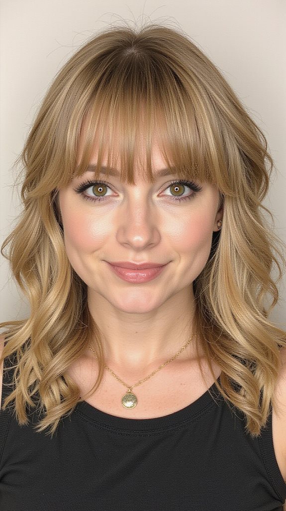 bohemian textured lob bangs