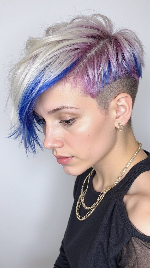 bold multi toned pixie haircut