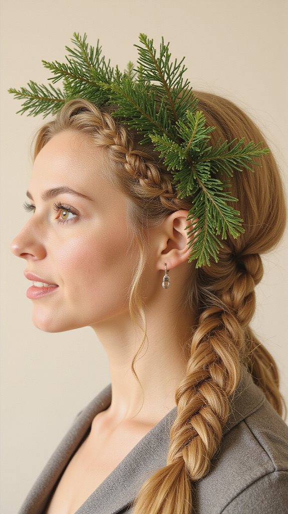 braided crown with evergreen