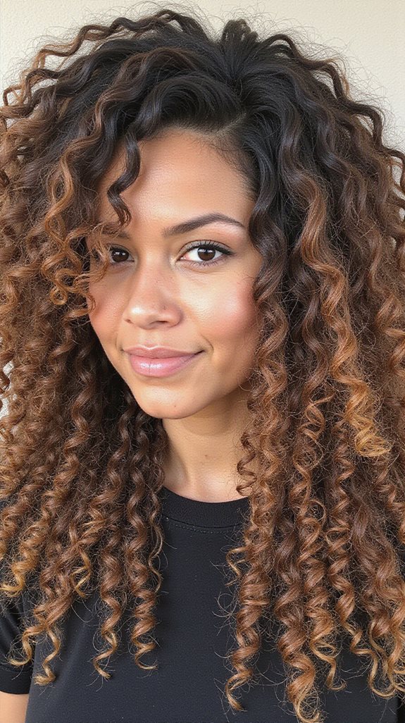 caramel balayage curl enhancement