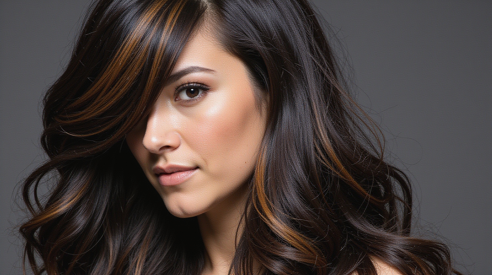 caramel highlighted black hair