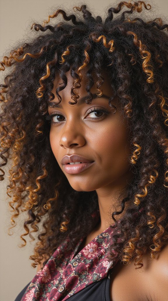 caramel highlights for textured hair