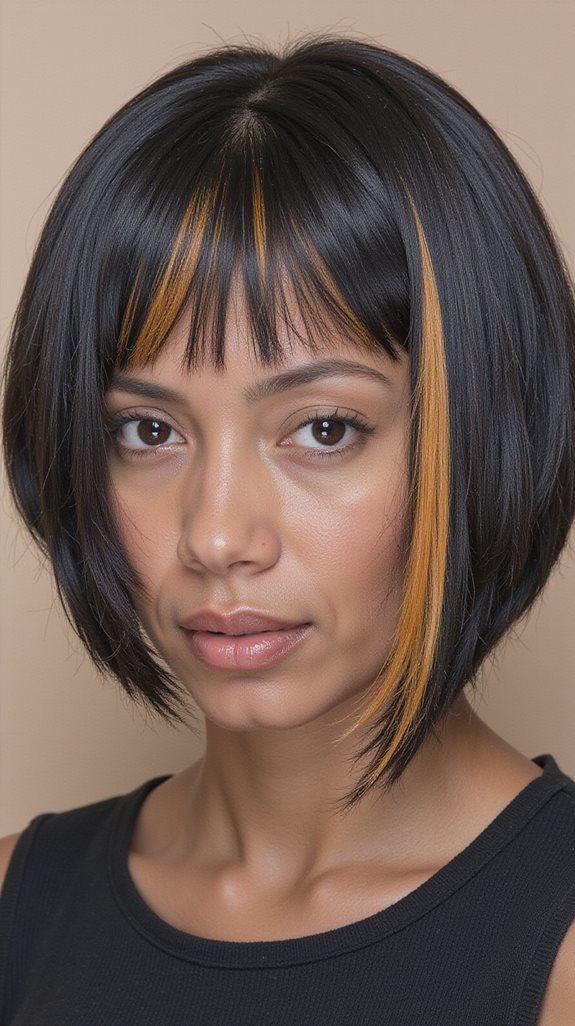 caramel highlights on bob