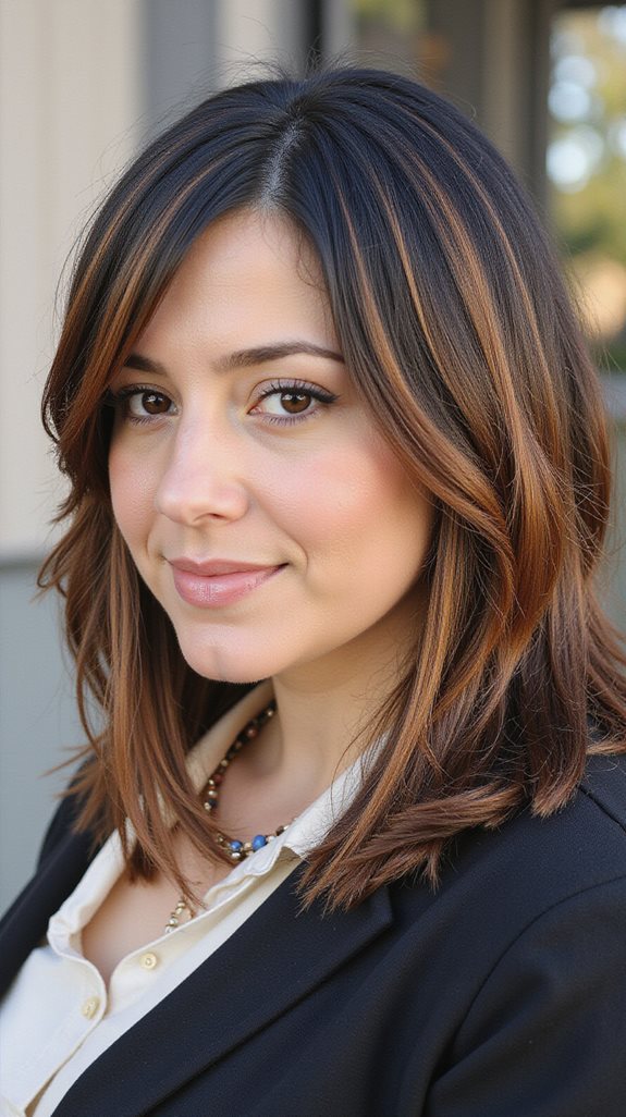 dimensional caramel highlights lob