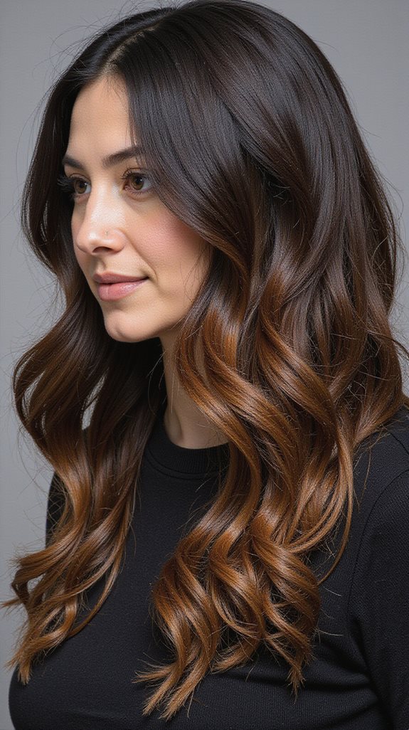 dramatic caramel ribbon highlights