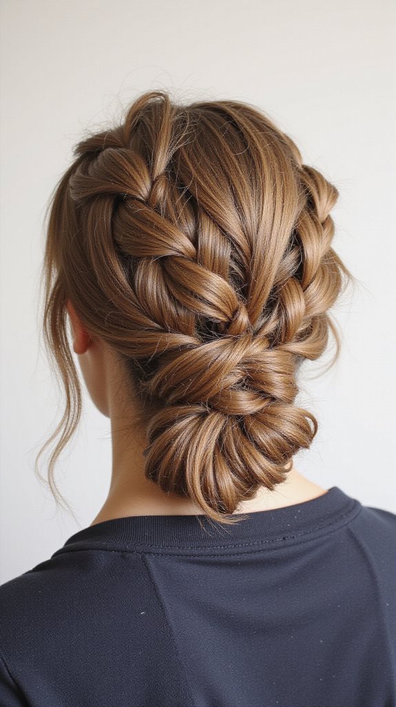 dutch braid low bun