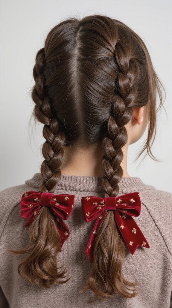 elegant braided pigtails bows