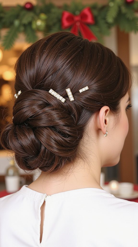elegant pearl adorned low chignon