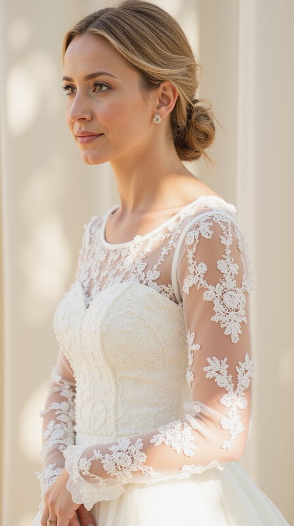 elegant sheer illusion sleeves