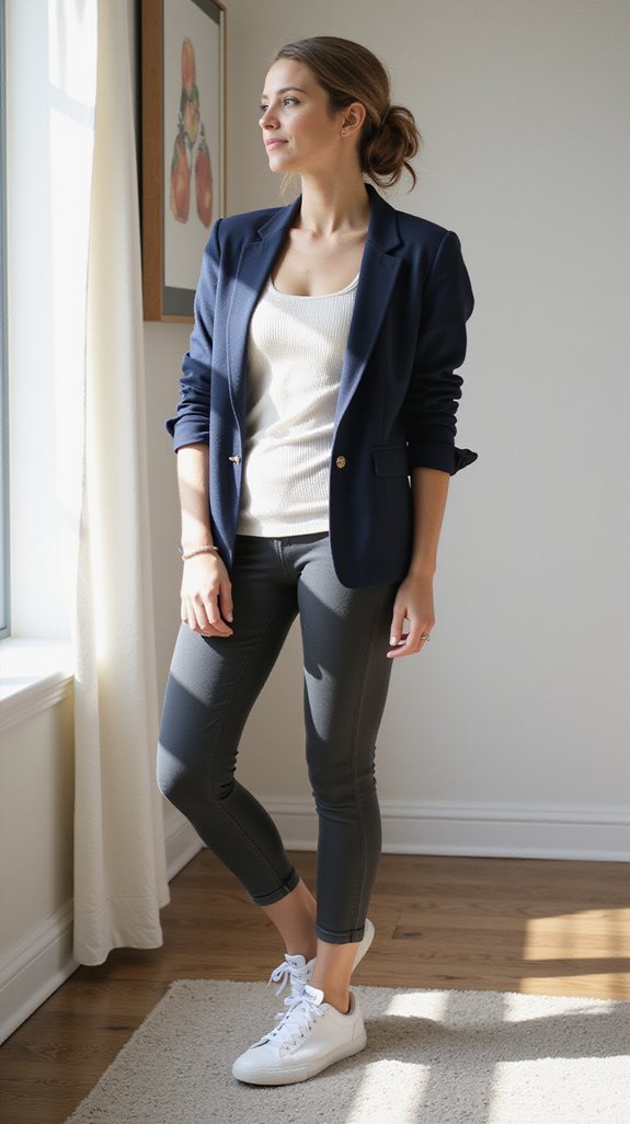 elevated athleisure with structured blazers