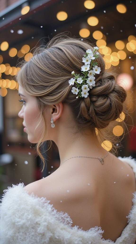 enchanting winter floral updo