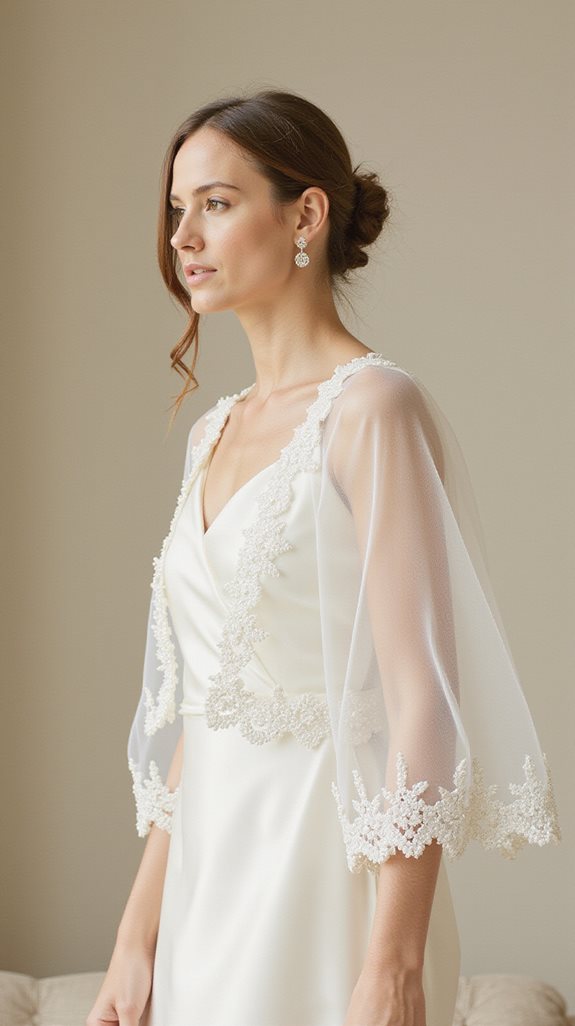 ethereal cape sleeve gowns