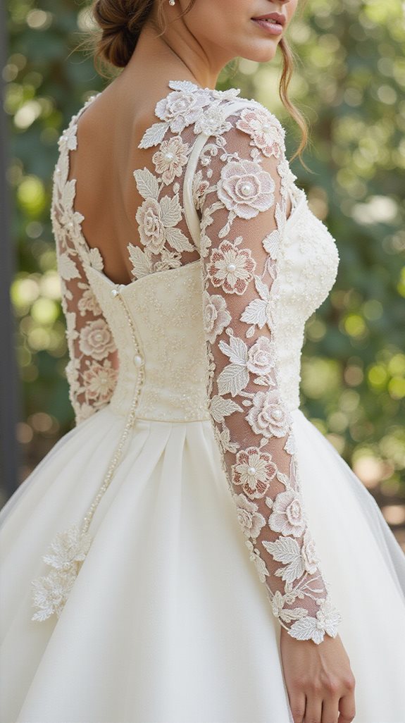 floral appliqu wedding sleeves