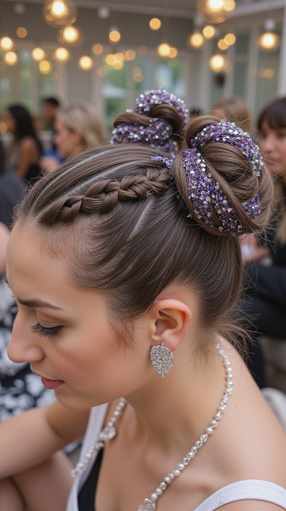iridescent braided space buns