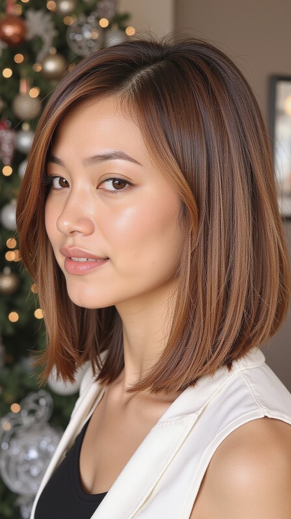 sleek lob with balayage