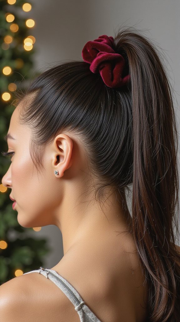 sleek ponytail with velvet