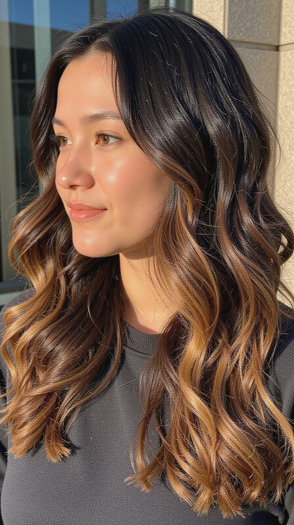 stunning gradient caramel highlights