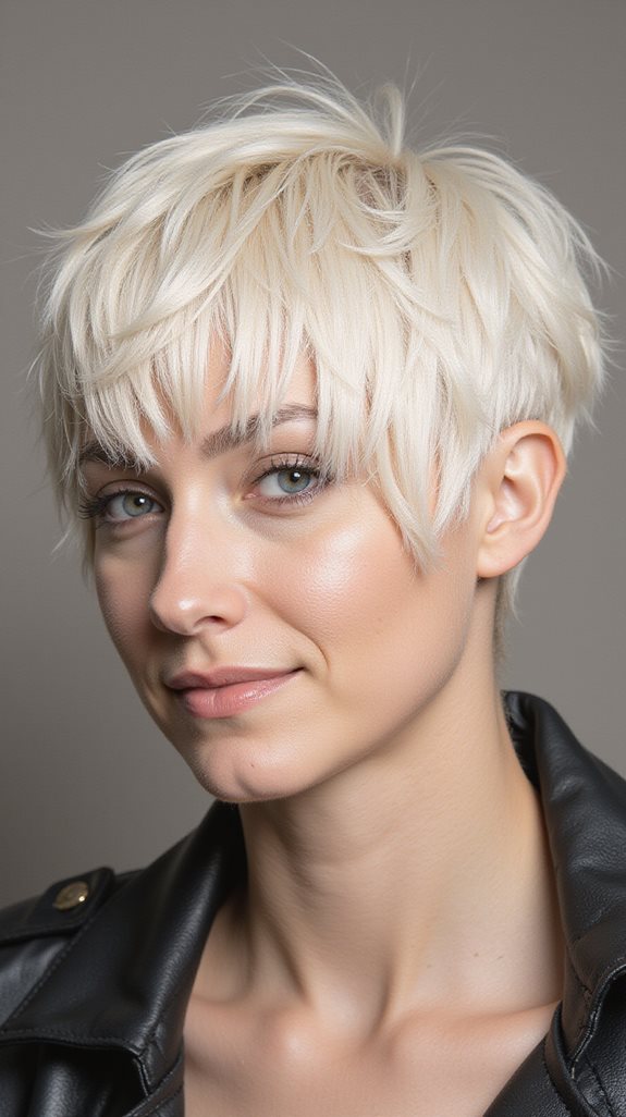 textured pixie with bangs