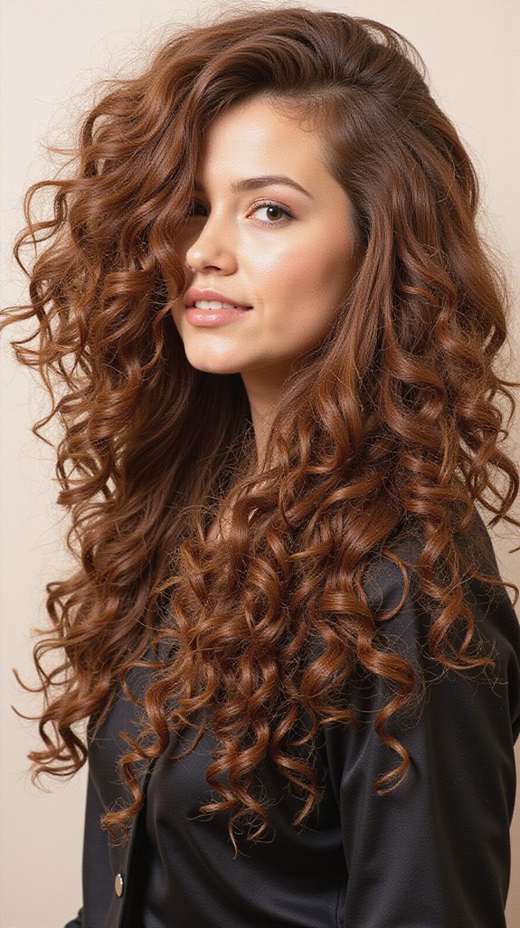 voluminous side swept curls