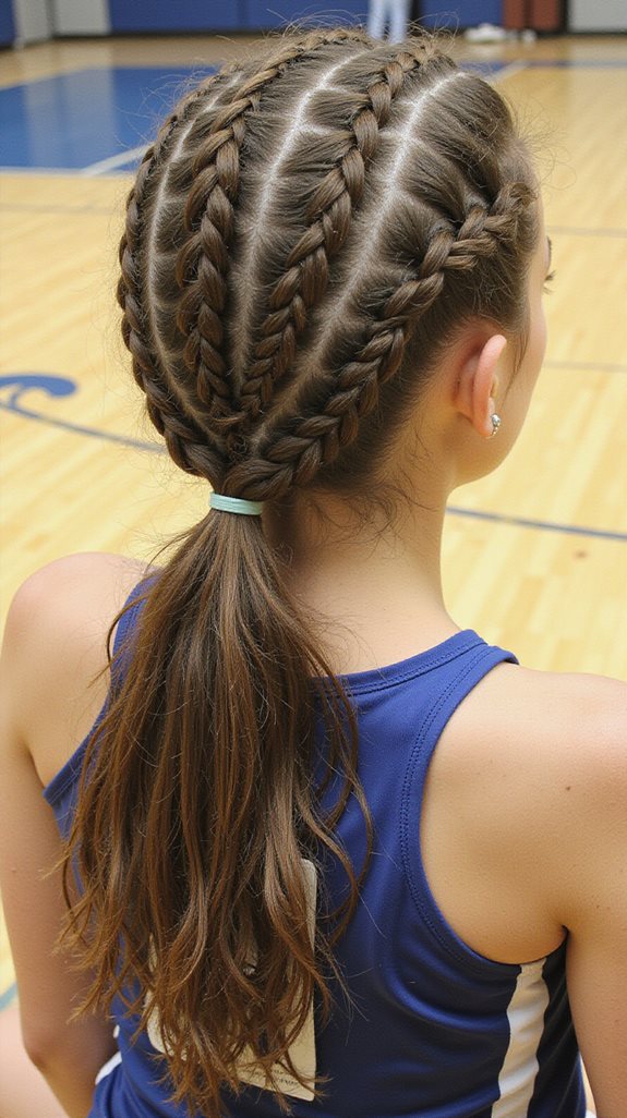 braided athletic hairstyle technique