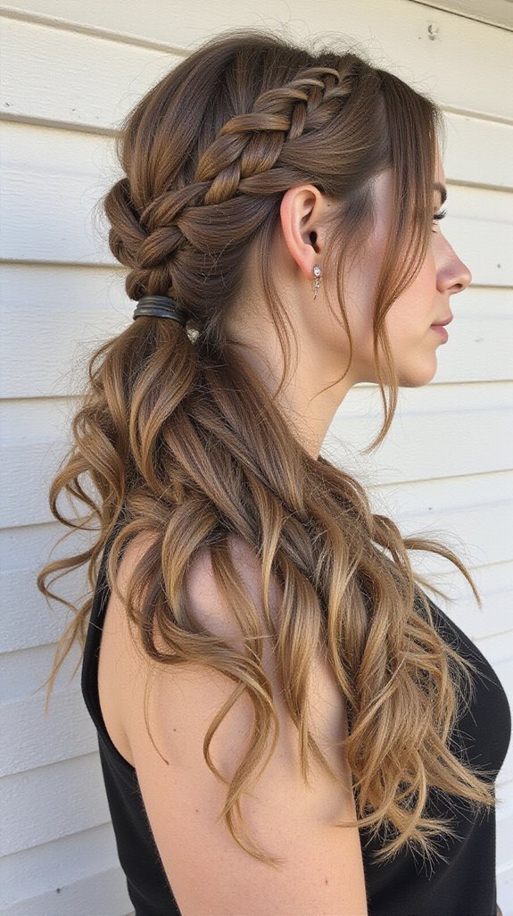 braided side ponytail waves