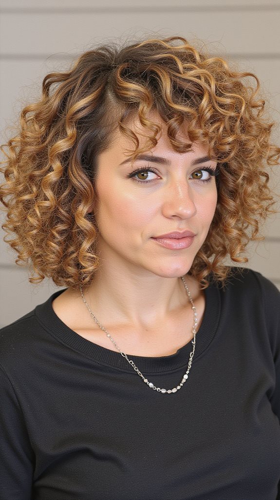 curly bob with highlights lowlights