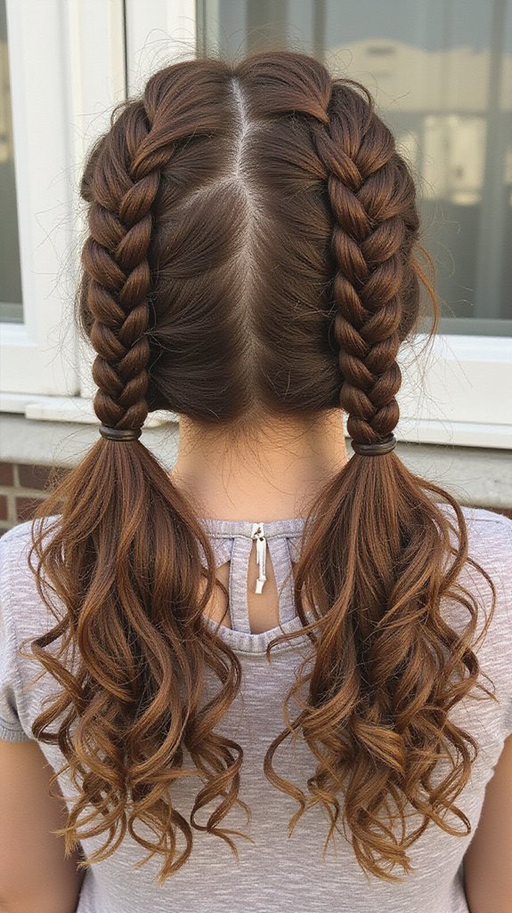 dutch braids curly pigtails