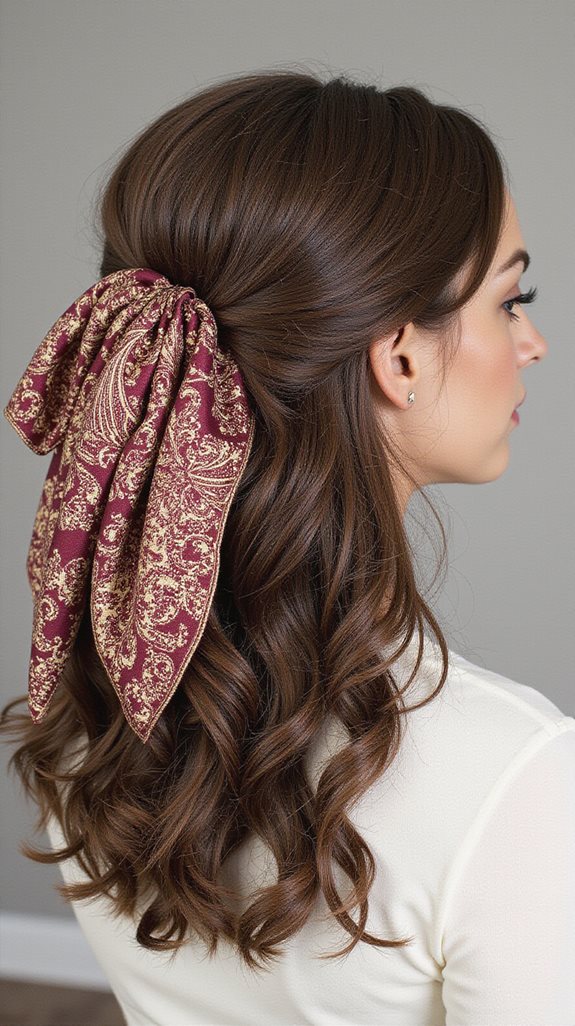 half up hair scarf