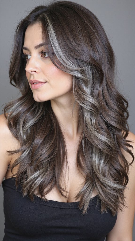 pearl gray brunette highlights