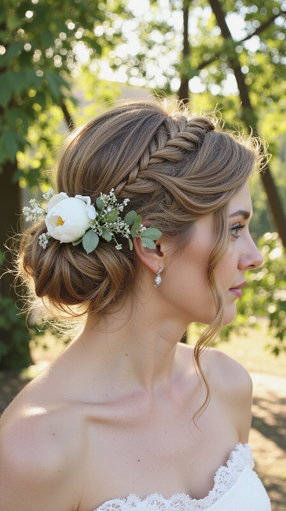 romantic braided floral hairstyle