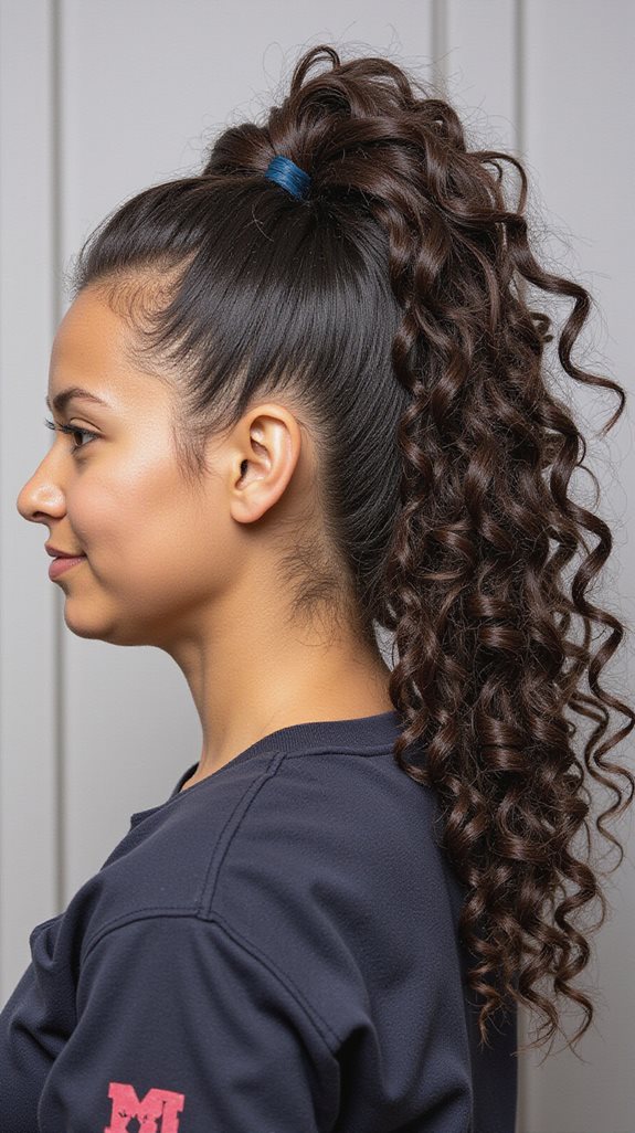 sleek curly ponytail elegance