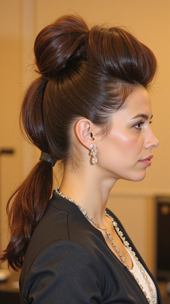 teased crown voluminous ponytail