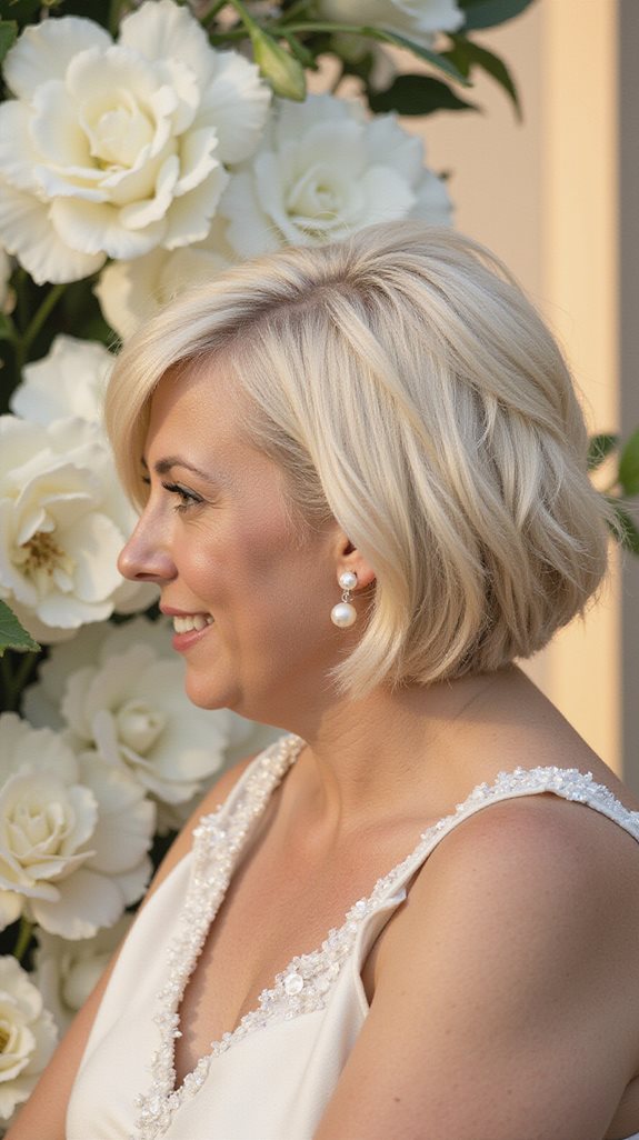 asymmetrical bob wedding hairstyle