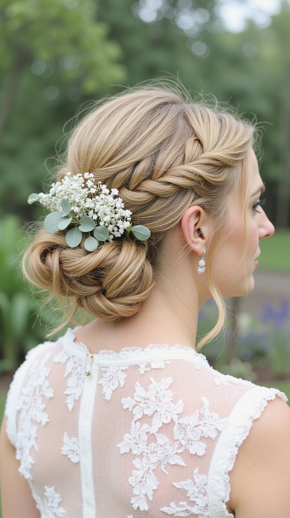 bohemian fishtail braid updo