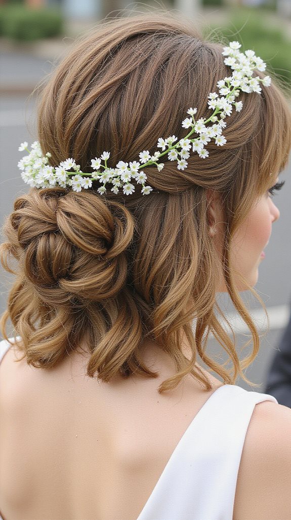 boho lob with baby s breath