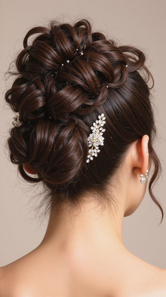 dramatic curly high bun