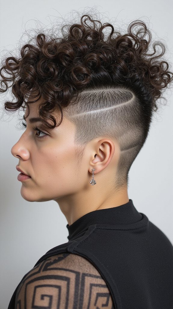 dramatic curly undercut styling