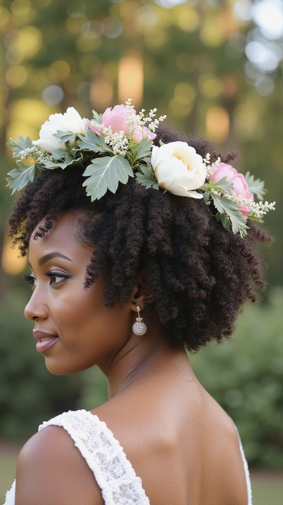 elegant afro floral crown