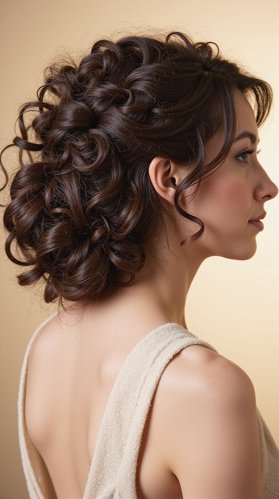 elegant asymmetrical curly bun