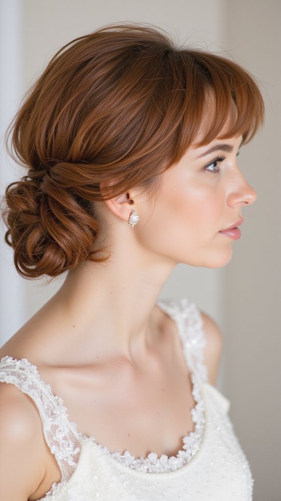 messy chignon with bangs
