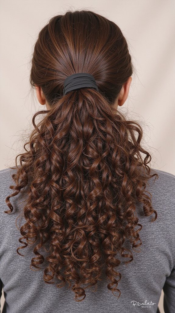 polished loose curly ponytail