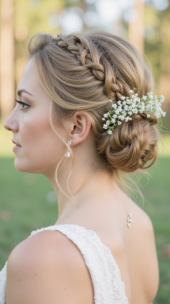 romantic waterfall braid chignon