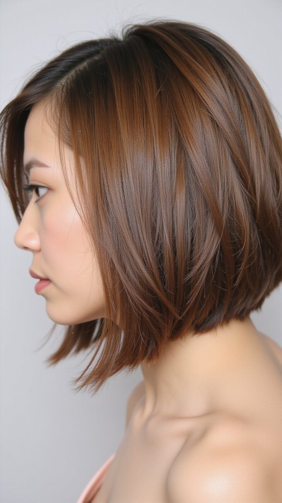 sleek bob with deep part
