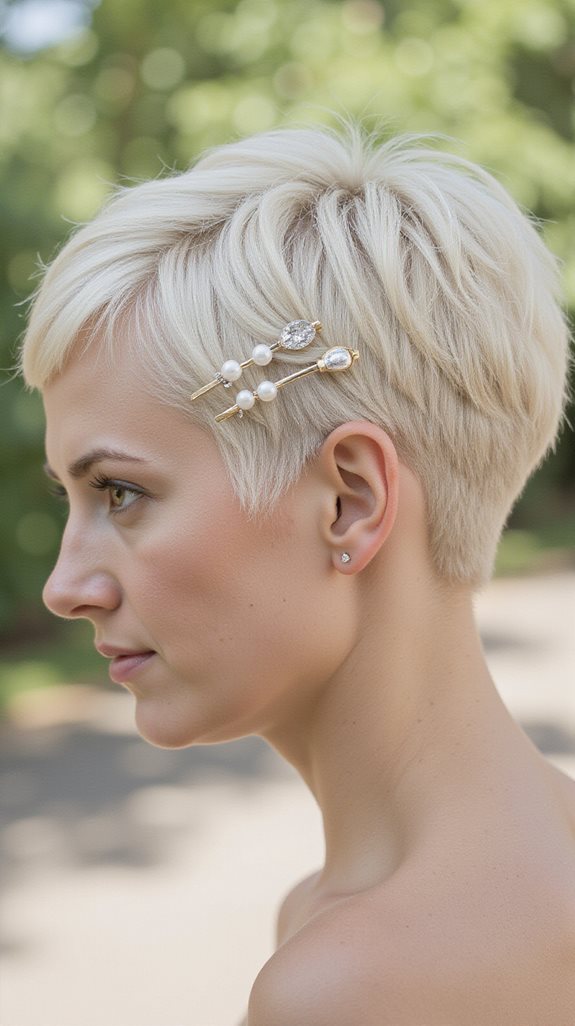 sleek bridal pixie hairstyle