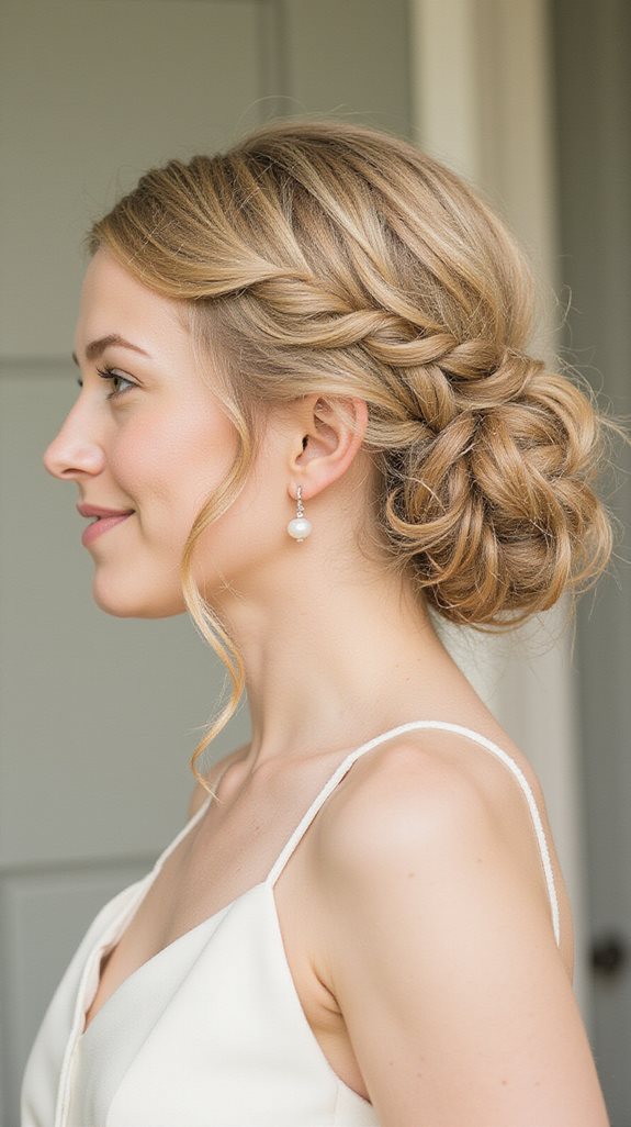 sophisticated asymmetrical low bun