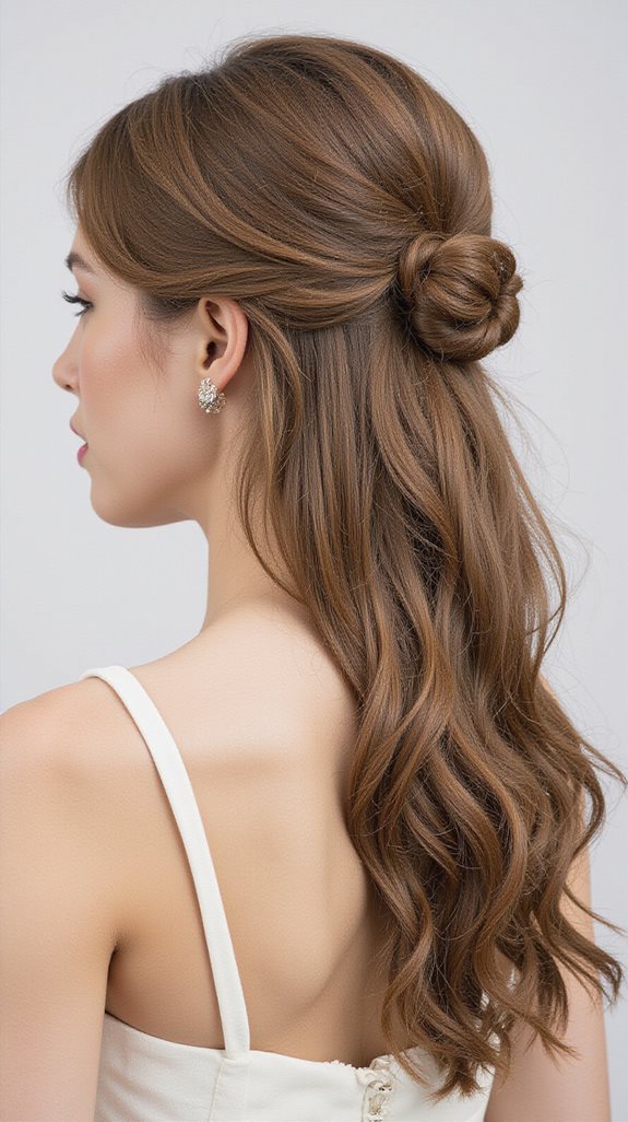 sophisticated half up top knot