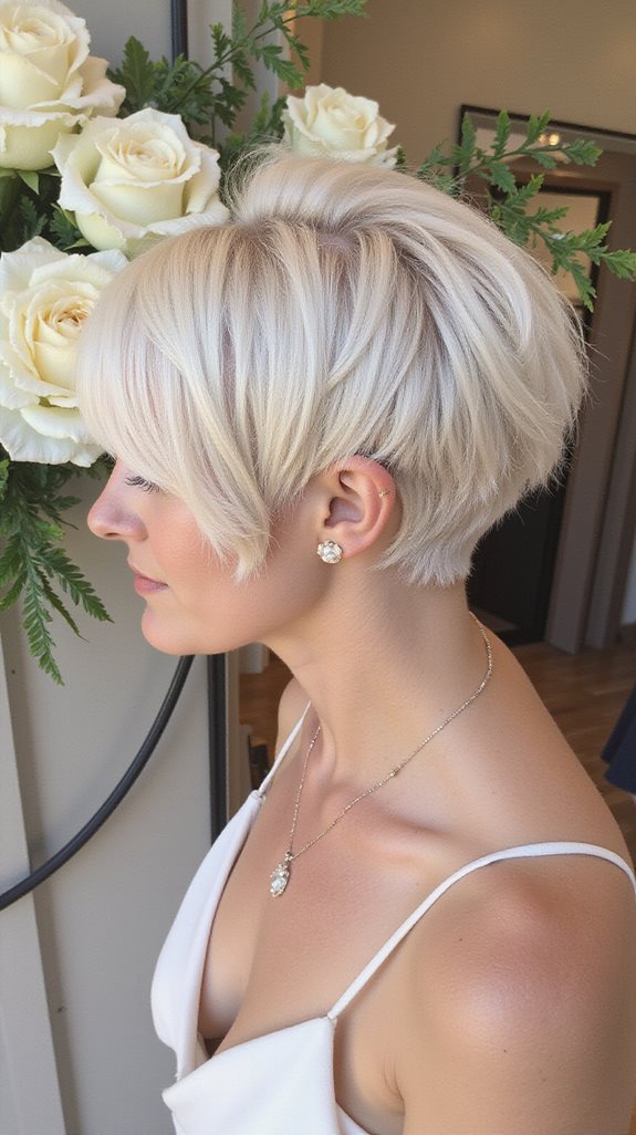 sophisticated side swept pixie styling